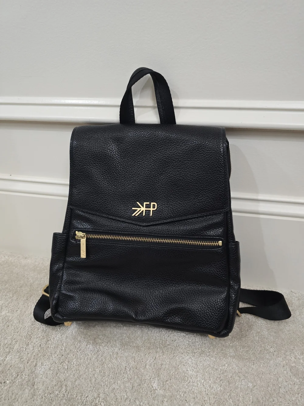 Foley + Corinna Black Pebbled Leather Backpack